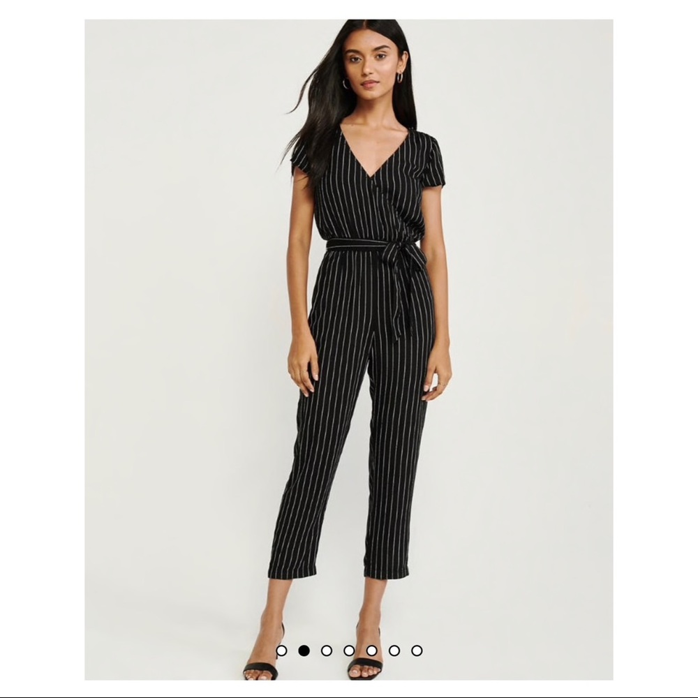 Abercrombie & Fitch Black Striped Jumpsuit